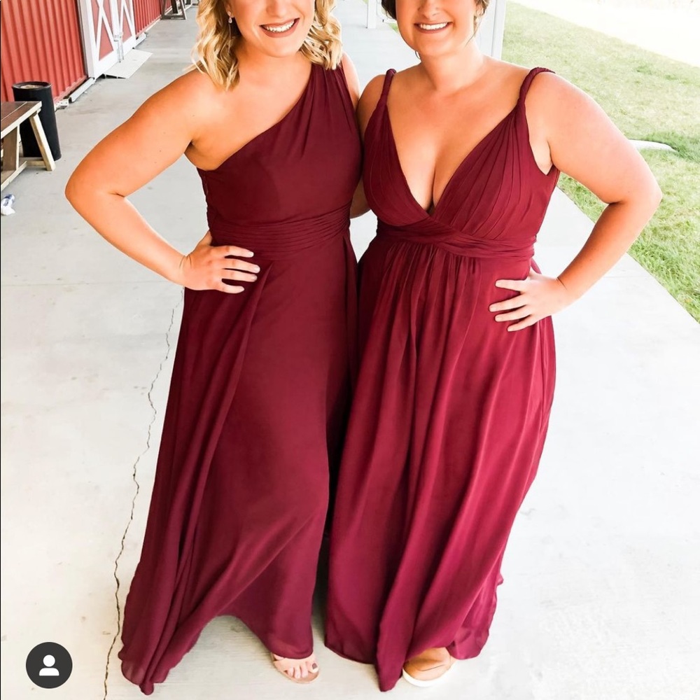 Azazie Dallas Cabernet one shoulder bridesmaid dress size 6, height 5 3